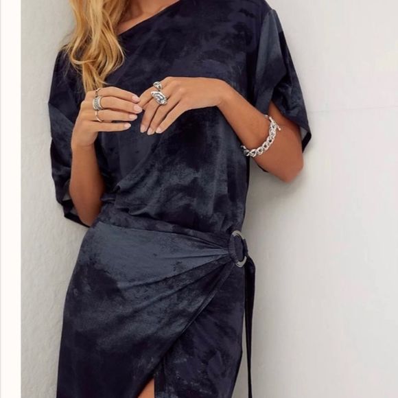 NEW Free People Alyssa Wrap Maxi Dress blue night sky Combo size XS,S, M,L - Picture 7 of 14